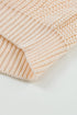 Hollow-Out Puffy Sleeve Drop Shoulder Round Neck Knit Pullover Sweater